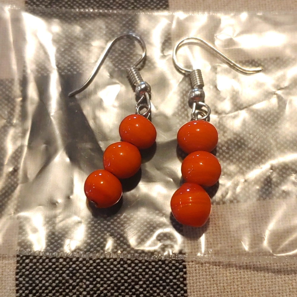 Orange bead style earrings